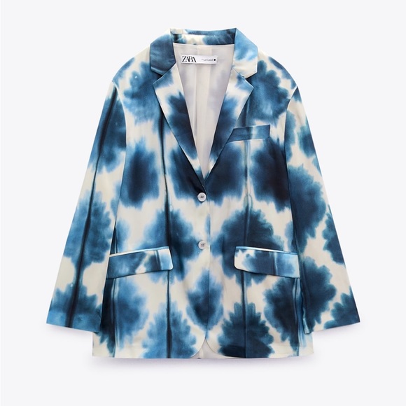 BNET ZARA 2 PCS SET SUIT SATIN EFFECT PRINTED PANTS AND BLAZER - Picture 7 of 13